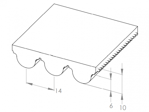 Courroie dentée PU HTD14