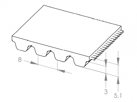 Courroie dentée PU STD8