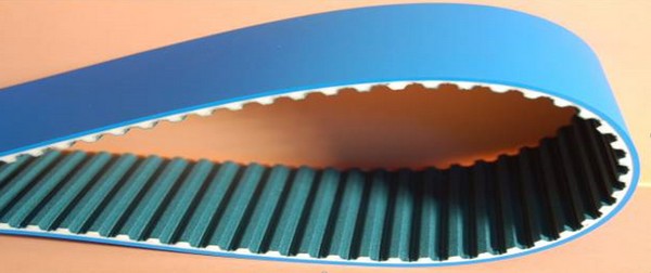 Courroie crantée de laveuse de verre 16 T10 1960 + revêtement nitrile bleu + Paz tissu sur denture