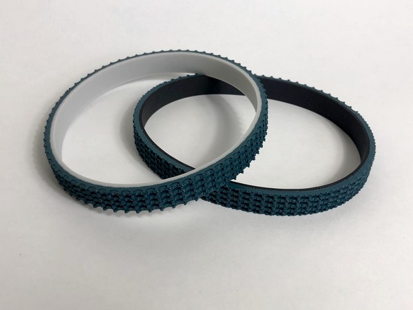 Courroie elastique en polyurethane avec revetement PVC Supergrip vert