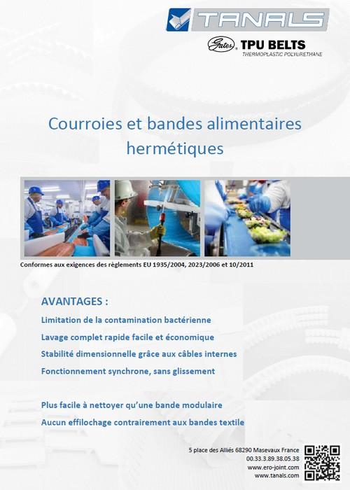 Courroies et bandes hermétiques alimentaires