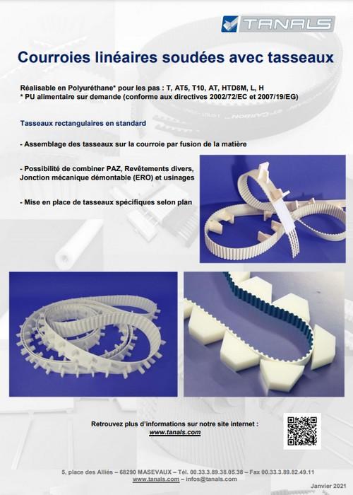 Courroies linéaires soudées avec tasseaux