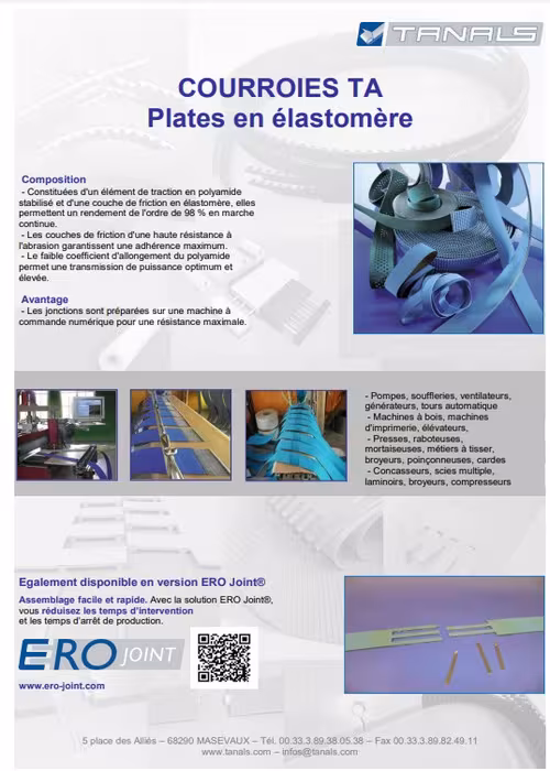 Courroies plates TA en elastomère