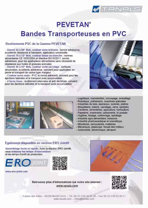 Bande transporteuse en PVC PEVETAN