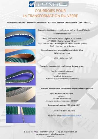 Courroies de convoyage des plaques de verre